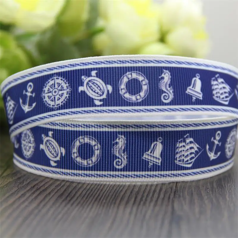 style 4 Новое поступление 7/8 ''22 мм якорь напечатанный корсаж лента diy бант лента для подарочной упаковки 10 ярдов - Цвет: style 4