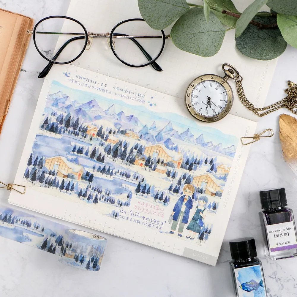 Маскировочная лента Washi свежий середины лета доски поля горы лес идиллический