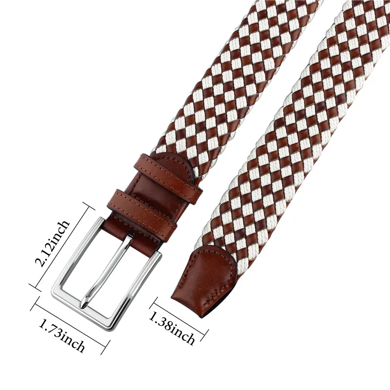 Кожаный Плетеный ремень для мужчин 60% хлопок 40% кожа широкие повседневные ремни 1