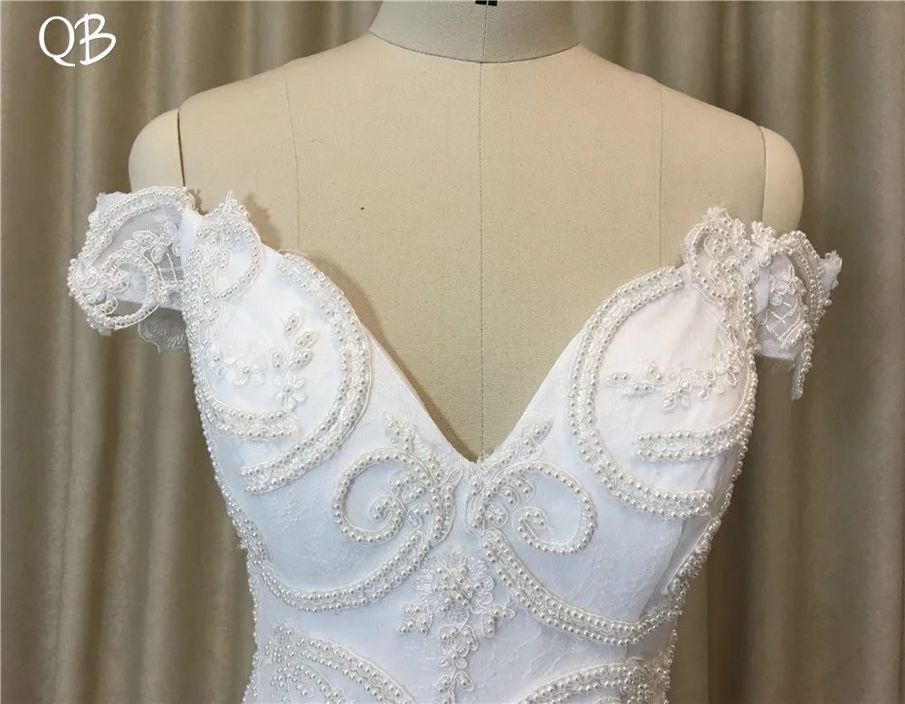 Платье свадебное длинное с открытой спиной и жемчугом модель DW104 2019 | Свадьбы