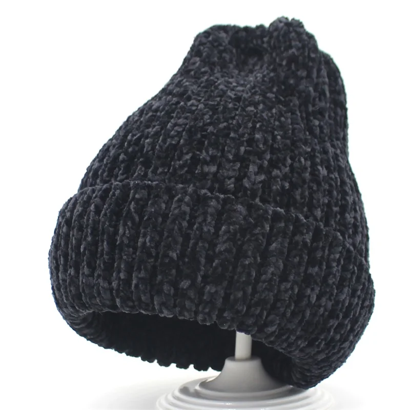 Minhui новые модные вязаные шапочки Женские зимние шапки Skullies Bonnet шапки для девочек - Цвет: black