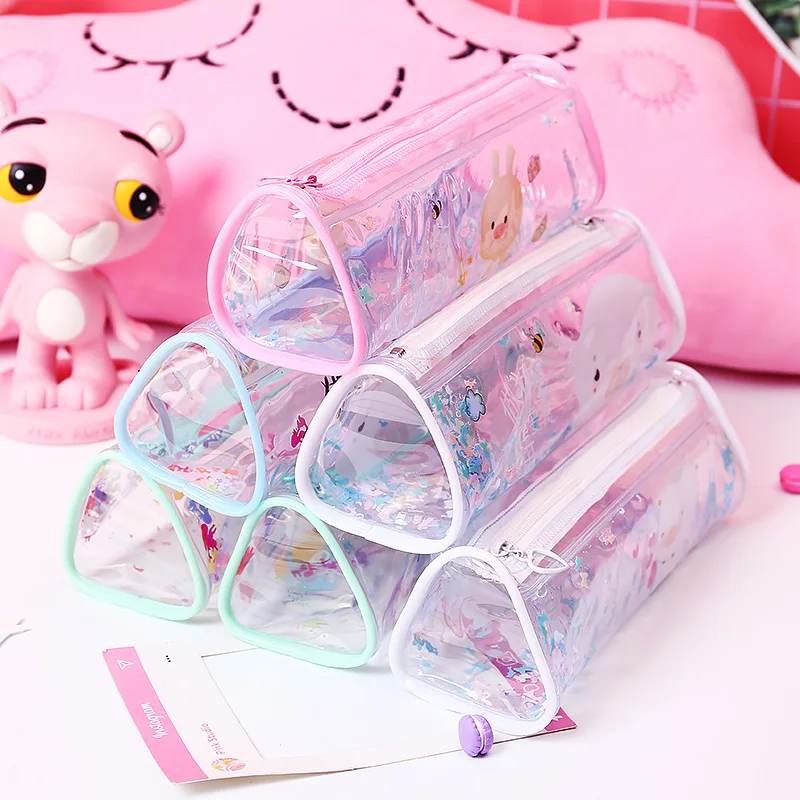 AAGU 1PC PVC Transparet Pencil Bags Case Cute Pouch Stationery Pen School Supplies Girls | Канцтовары для офиса и дома