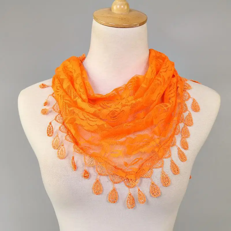 

Summer ladies lace scarf flexible women's triangle bandage floral scarf shawl wedding gift scarf luxury brand design