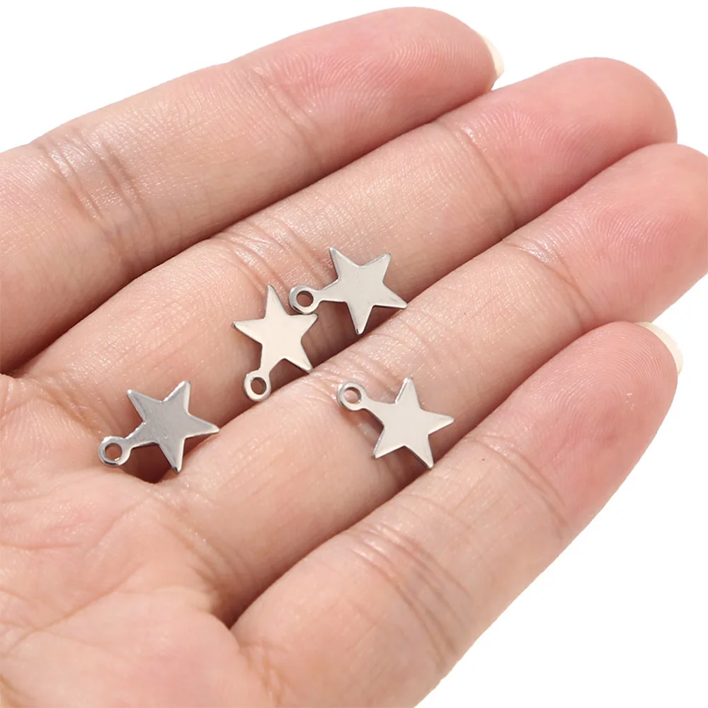 Dull Silver Star 50 шт. 9 мм из нержавеющей стали Золотая Звезда Очаровательная подвеска для рукоделия крафт и ювелирных изделий Аксессуары - Окраска металла: Dull Silver Star