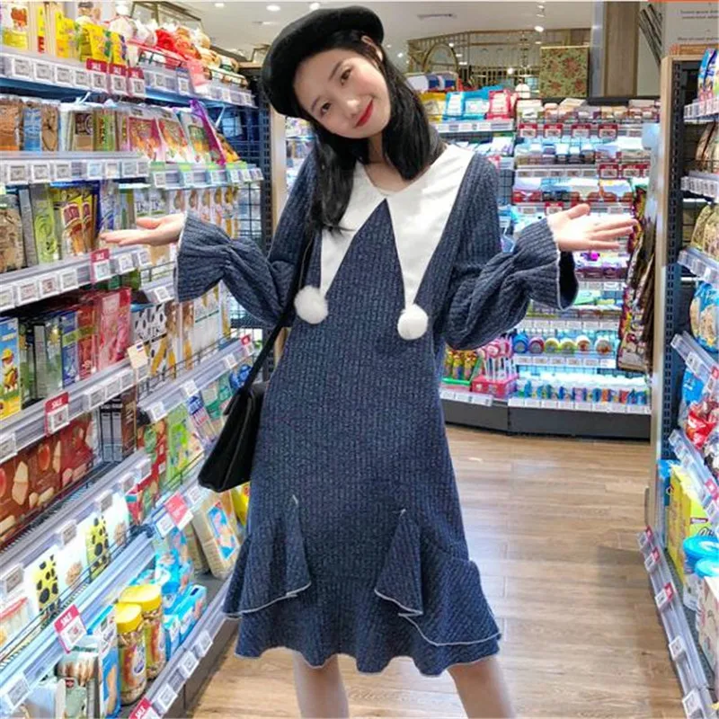 Новые модные женские осенне-зимние платья больших размеров для девочек