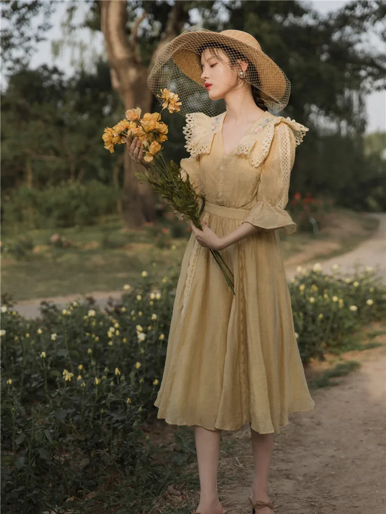 2019 новые модные женские платья летние французские Дворовые винтажные кружевные