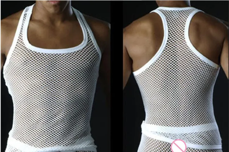 Майка мужская прозрачная сетчатая пикантное нижнее белье для геев экзотическая