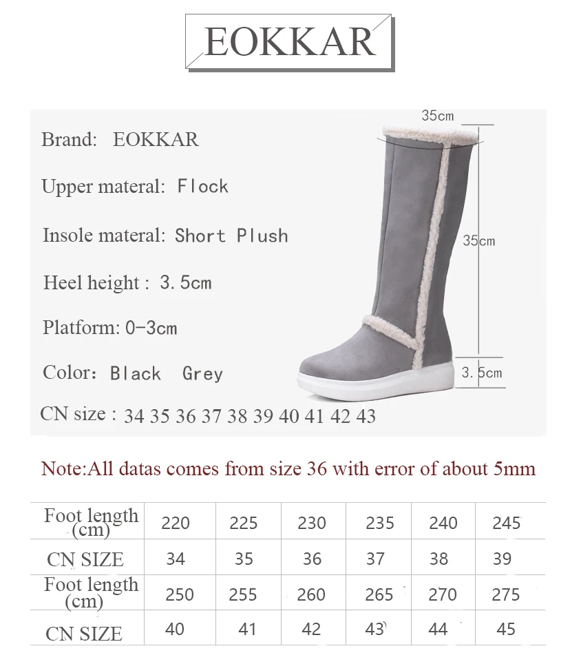 Eokkar/2019 женские сапоги до колена модная женская обувь на молнии танкетке из флока