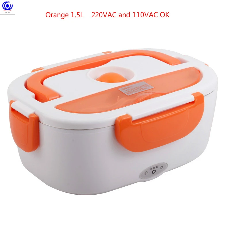 Orange 1.5L 40 Вт 110 л Электрический нагревательный Ланч-бокс портативный PTC разветвитель из нержавеющей стали с подогревом желчи Bento Подогрев контейнер для еды/В переменного тока - Цвет: Orange 1.5L
