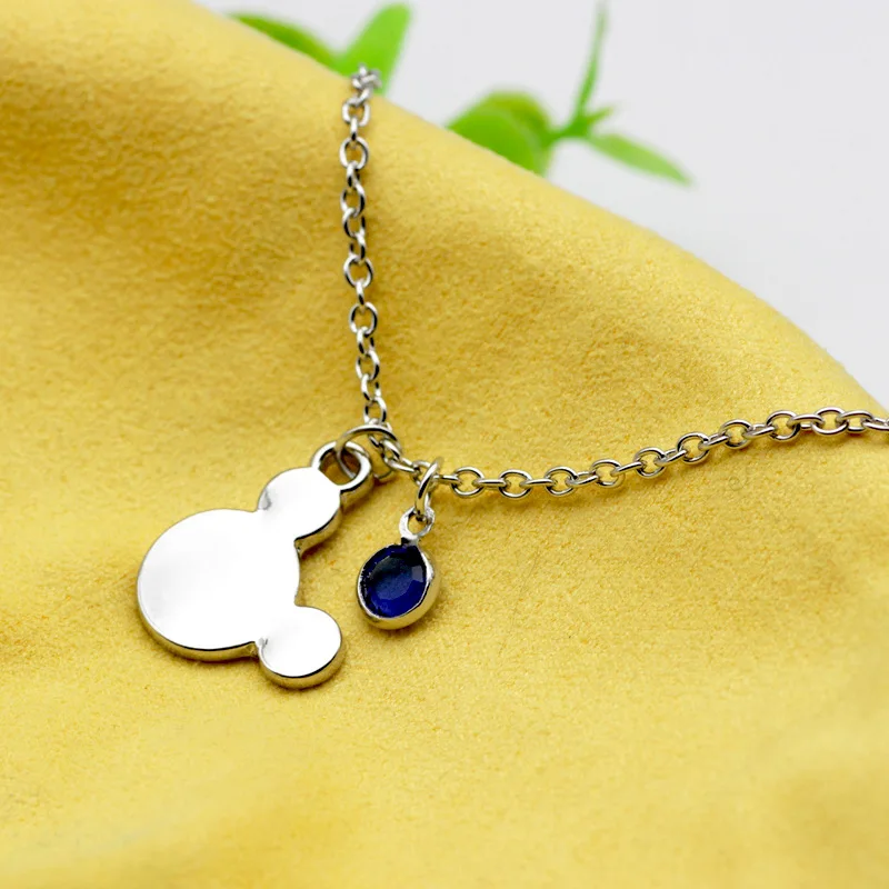 

10PCS Fashion Alloy Panda Head Charm Inspirational Wish Necklace Jewelry Bule Crystal Pendant Necklace