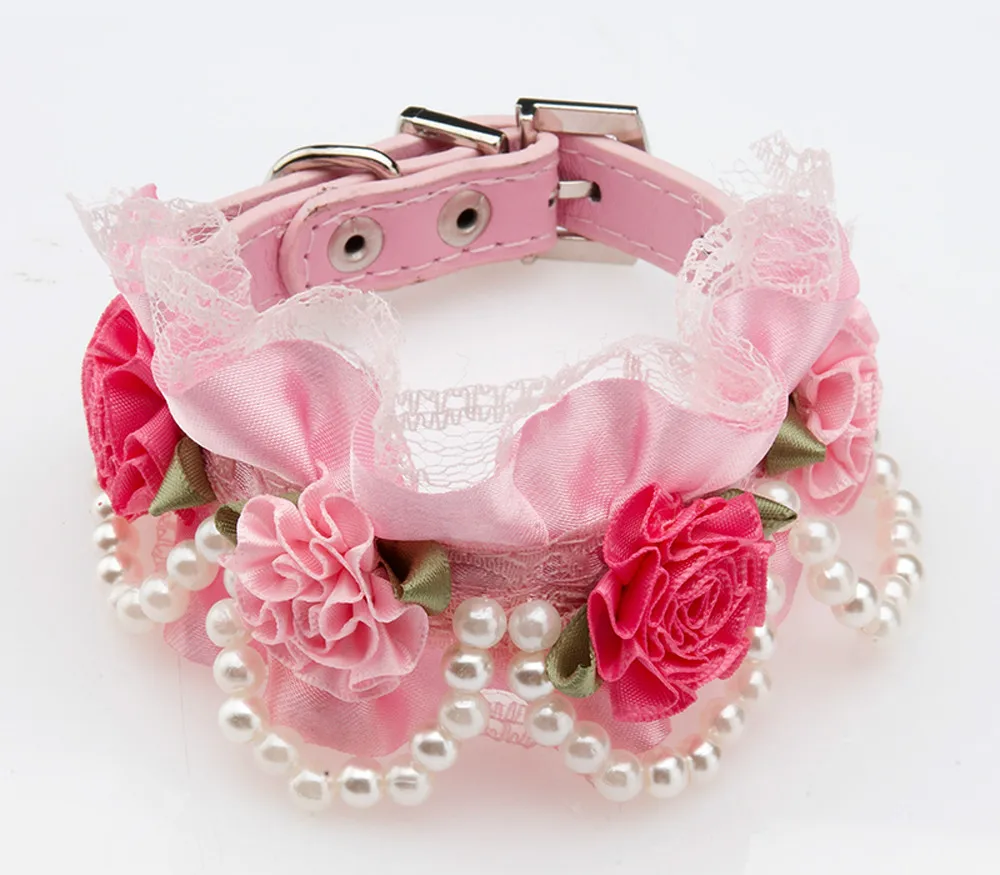 Цветочный ошейник для собак жемчужное ожерелье из мягкой искусственной кожи