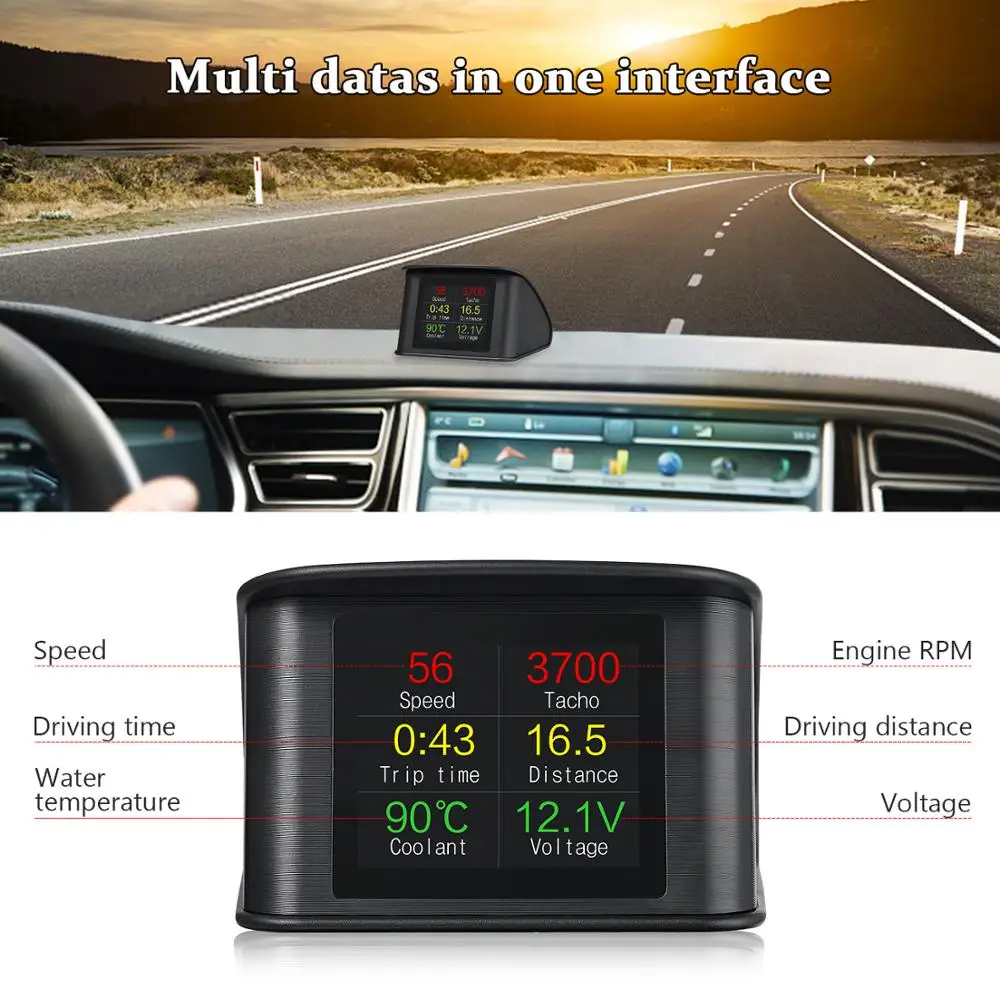 HUD Head Up Дисплей AIHG автомобиля Скорость ometer с OBD2/EUOBD Порты и разъёмы Смарт Цифровой