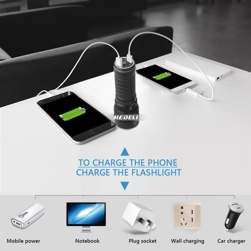 XHP70 самый мощный фонарик CREE дальний охотничий power bank charge18650 usb фонарь