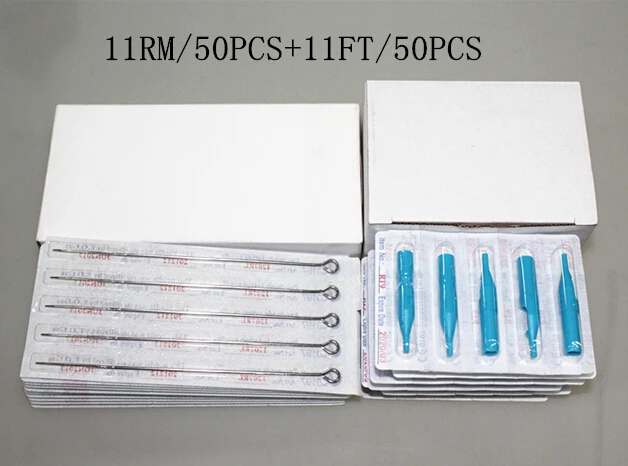 YILONG (11RM + 11FT) 50 шт одноразовые стерильные иглы татуировки синие Советы Бесплатная