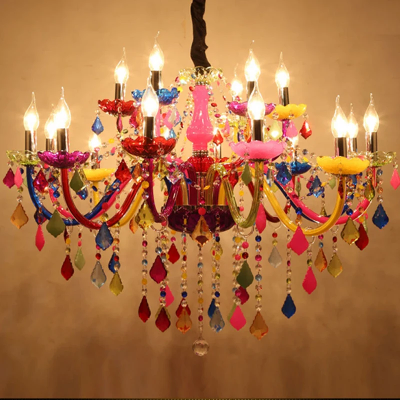 Romantic Cafe Chandelier Color KTV Bar Crystal Lighting Clothing Store Beauty Salon Girl Bedroom | Лампы и освещение