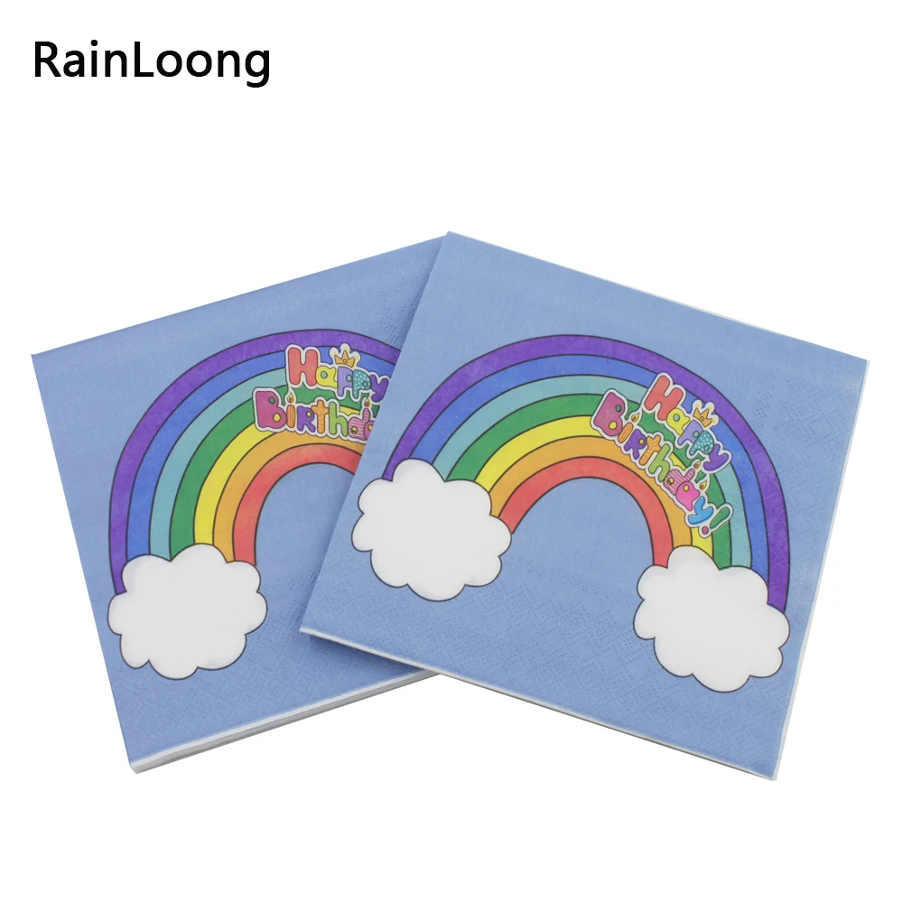 [RainLoong] бумажные салфетки радуги с принтом на день рождения, салфетки для украшения, салфетки 33x33 см, 20 шт./упак. в партии