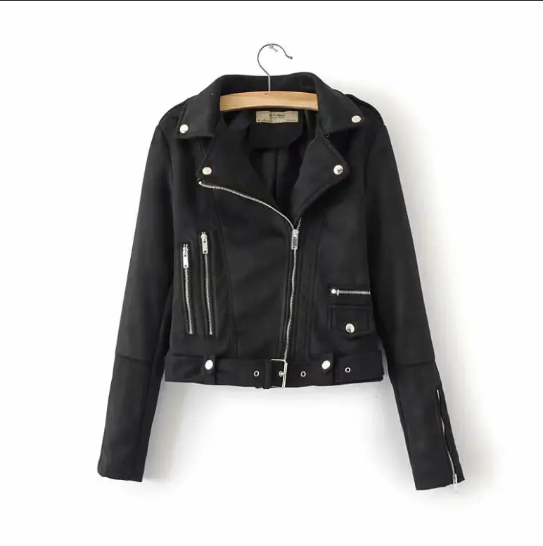 2019 Новая модная Осенняя женская кожаная замшевая мотоциклетная куртка|Женские