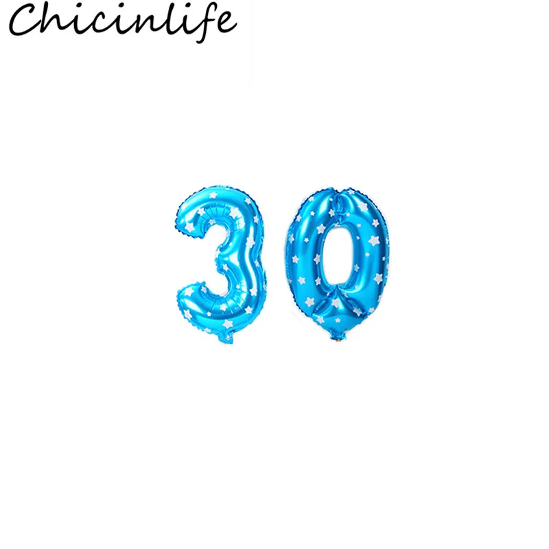 blue30 Chicinlife 2 шт 16 дюймов 30/40/50/60 Фольга воздушные шары с днем рождения воздушные шары для взрослых вечерние Юбилей украшения свадебные принадлежности - Цвет: blue30