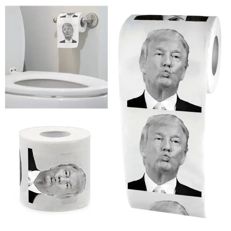 Новинка Дональд Трамп поцелуй Печатный рулон туалетной бумаги шутка салфетка подарок