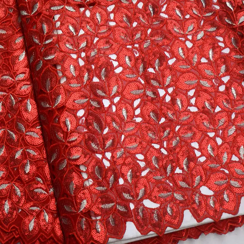 2019 Latest leaf design Handcut organza lace African Swiss fabric with Sequins for party dress 5 yards QG793 | Дом и сад
