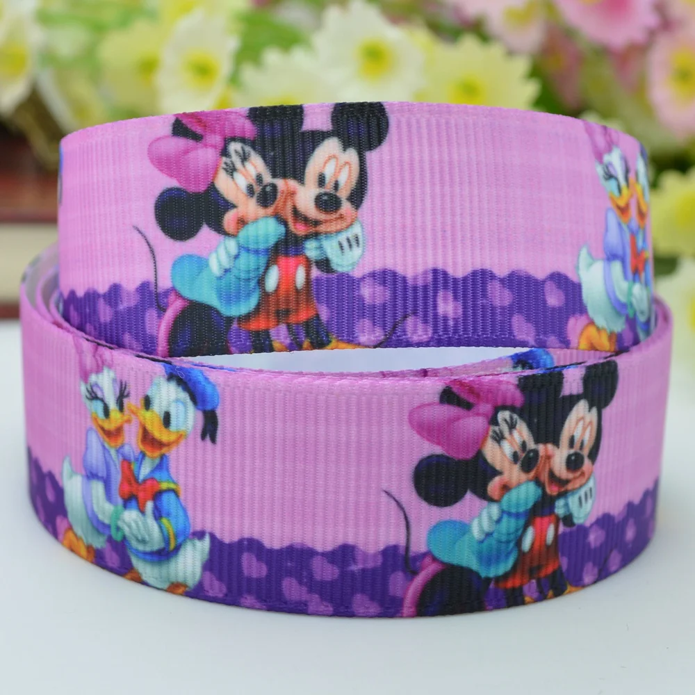 DUWES 7/8 &quot22 мм 2 5 10 20 50 ярдов Микки мультфильм напечатал grosgrain ленты волос лук DIY