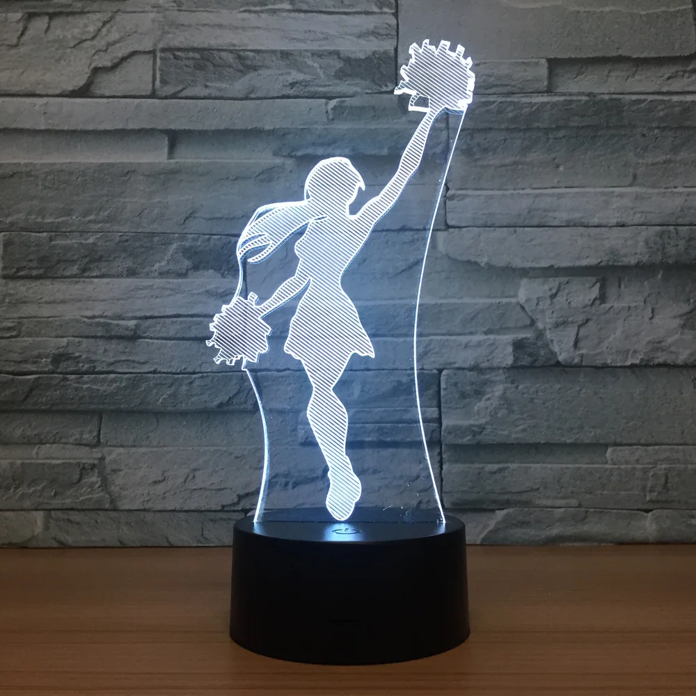 3D лампа Cheerleader для девочек крутой светильник 7 цветов светодиодная настольная