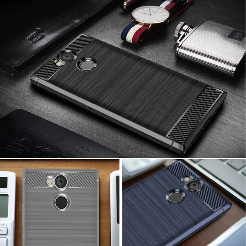 Carbon Fiber Silicone Cases For Sony Xperia XA2 Plus XA1 Ultra Z6 XZ1 Compact XZ2 Premium XZ3 Mini L2 E6 L1 XZ4 L3 XA3 Covers |
