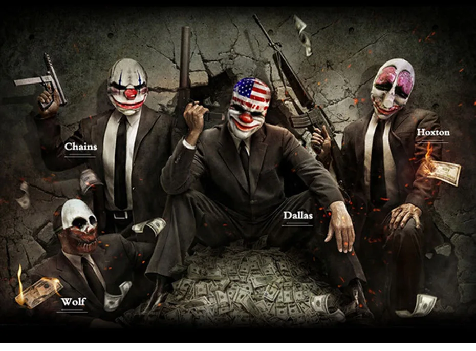 Высокое качество, маска из смолы Payday 2, маска Далласа из фильма, маска из смолы, флаг США, Хэллоуин, клоун, Payday, маскарадный карнавальный костюм