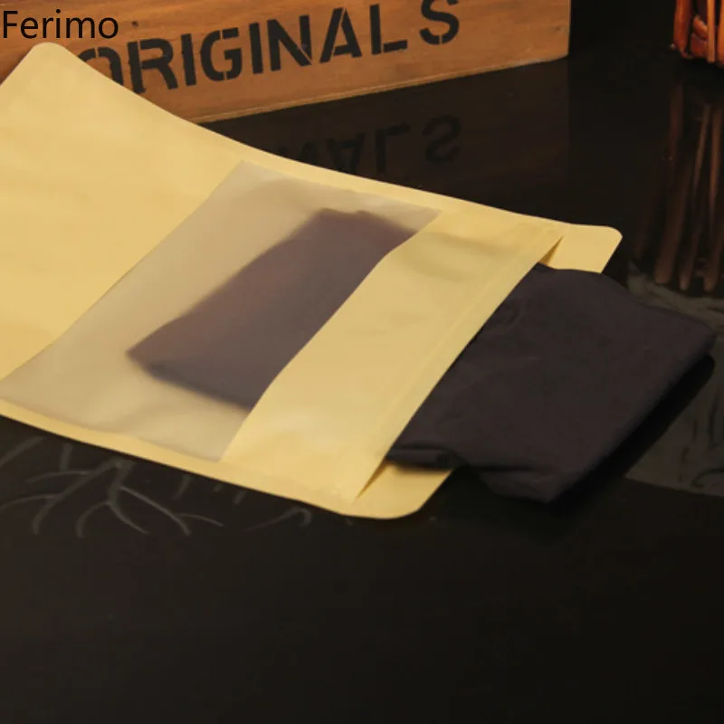 Koop 100 Stuks Zip-Lock Plastic Zak Kleding Sokken Ondergoed Verpakking Zakken Met Handvat Kleding Organizer Transparant Venster Pocket