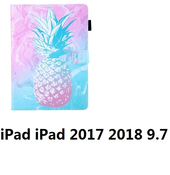 For iPad 201718 9.7 Розовый узор ананас PU и PC с отделением для карт чехол для iPad 9,7 Air 1 2 Pro 9,7 10,5 Mini 12345 Air 10,5 - Цвет: For iPad 201718 9.7