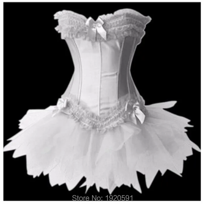 Женское соблазнительное нижнее белье Burlesque кружевной корсет топ + стринги юбка