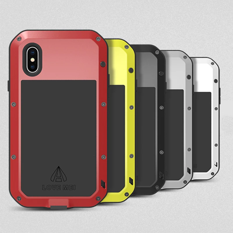 Металлический Чехол Love Mei для iPhone X XS MAX XR ударопрочный чехол телефона 7 8 Plus прочный