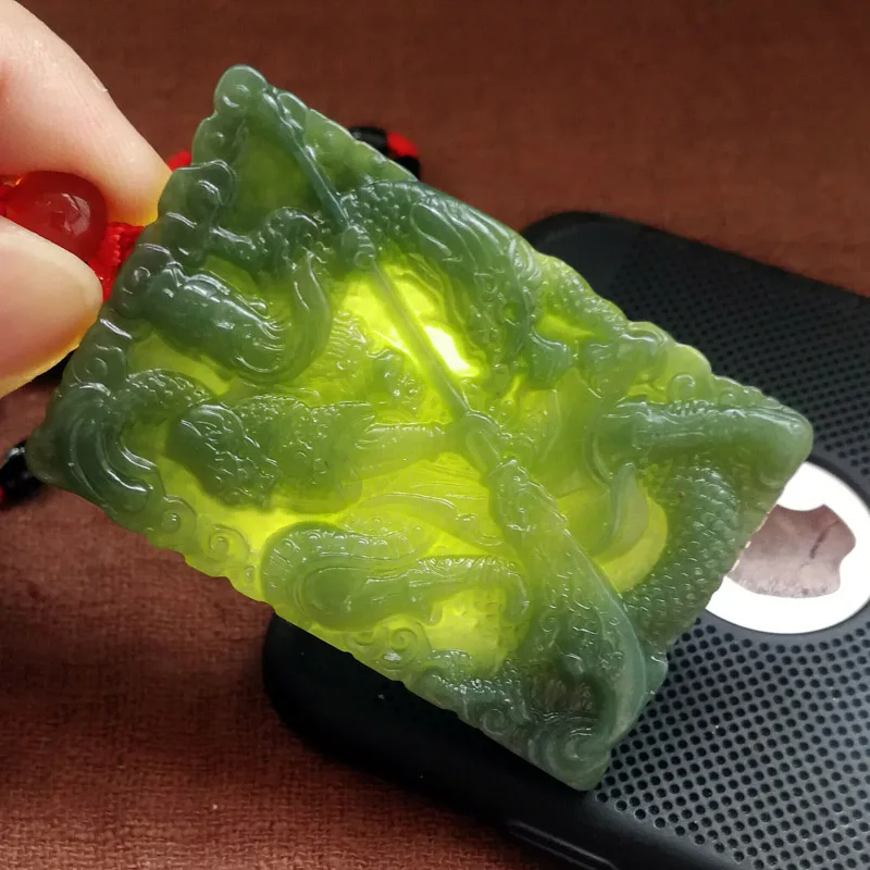 

XinJiang HeTian Jade Pendant Necklace Drop Shipping Hand Carved GuanYu Lucky Amulet Necklace With Chain For Men And Women Gift