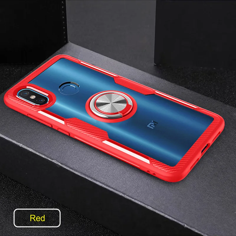 Red For Xiaomi MI 8 MI8 SE Mi8 Lite Transparent TPU Ring Holder Case For Xiaomi Mi 9 Mi9 SE Magnet Car Holder Cover Cases - Цвет: Red