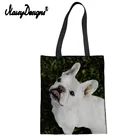 Большая холщовая женская сумка-тоут с принтом бульдога, женская наплечная многоразовая сумка для покупок на заказ, сумки, многоразовые сумки, Прямая поставка