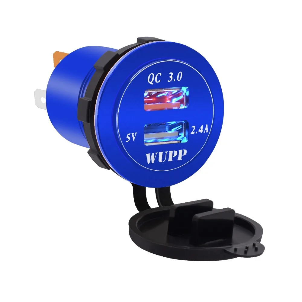 Aluminum Alloy Fast Charge QC 3.0 dual USB Charger Car Mobile phone Motorcycle charger modification accessories Adapter | Мобильные
