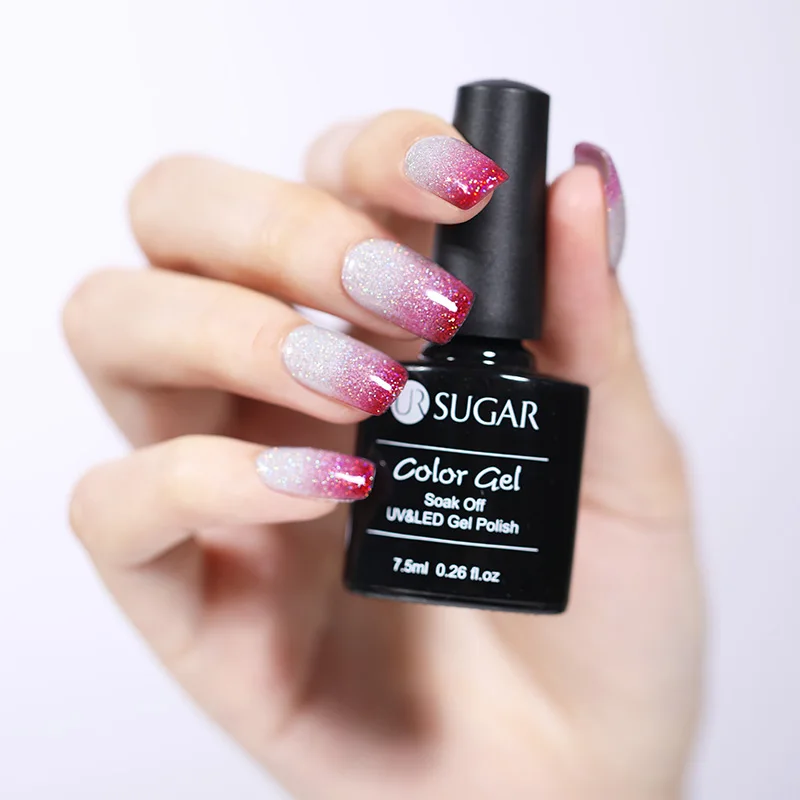 UR SUGAR 7 5 мл термальный Гель лак для изменения температуры мерцающий блеск