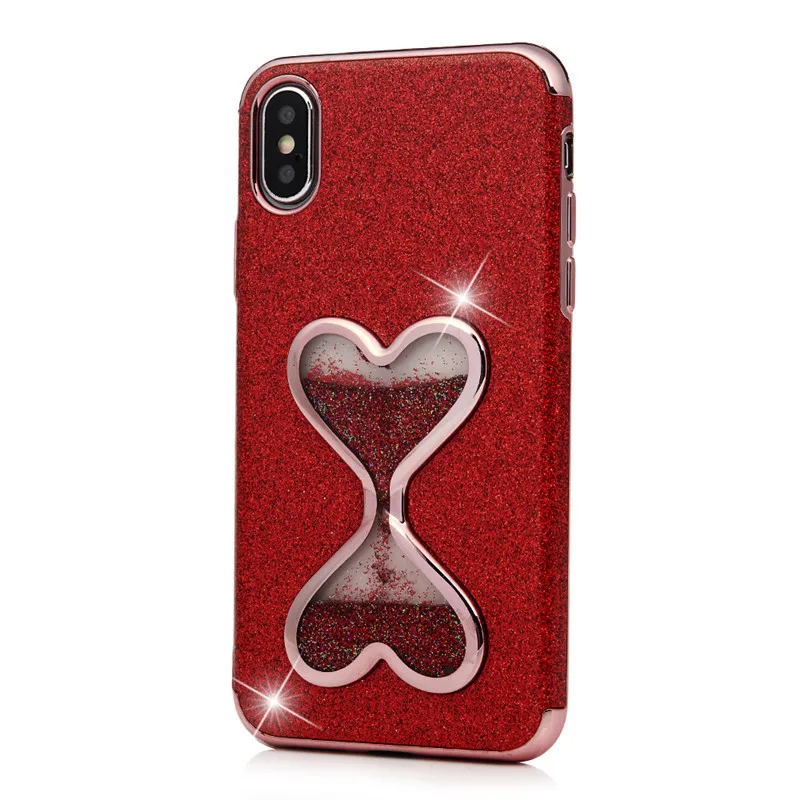Phone Case for iPhone X 8 7 6S 6 Plus Bling Glitter Liquid Quicksand Heart Hourglass Soft TPU Capa iPhoneX |