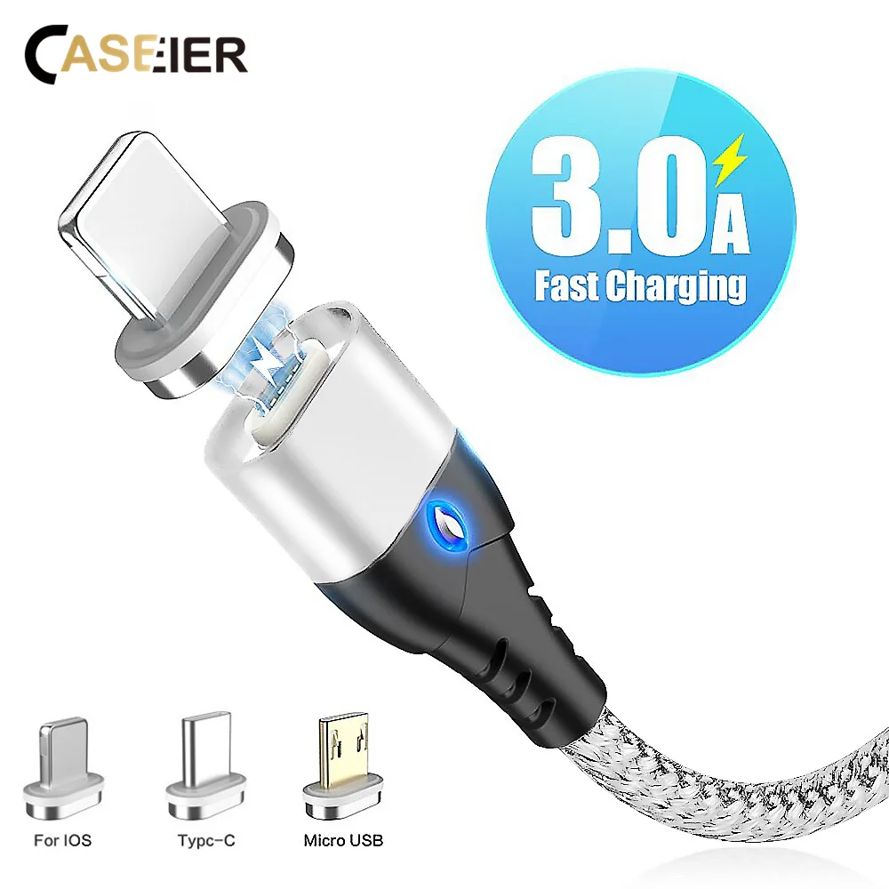 Магнитный кабель CASEIER для iPhone Samsung Huawei Xiaomi Micro USB быстрой зарядки Кабели type c