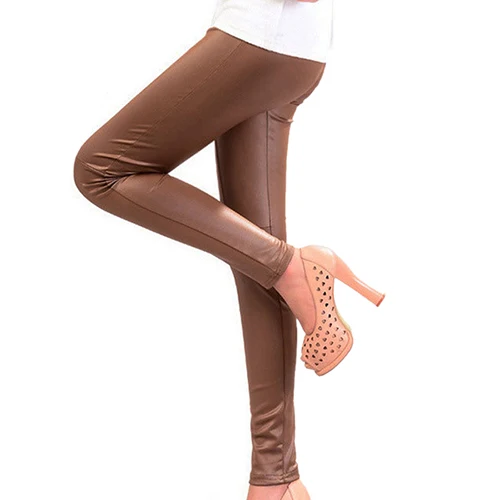 Женские брюки из искусственной кожи Классические облегающие в стиле рок-панк |