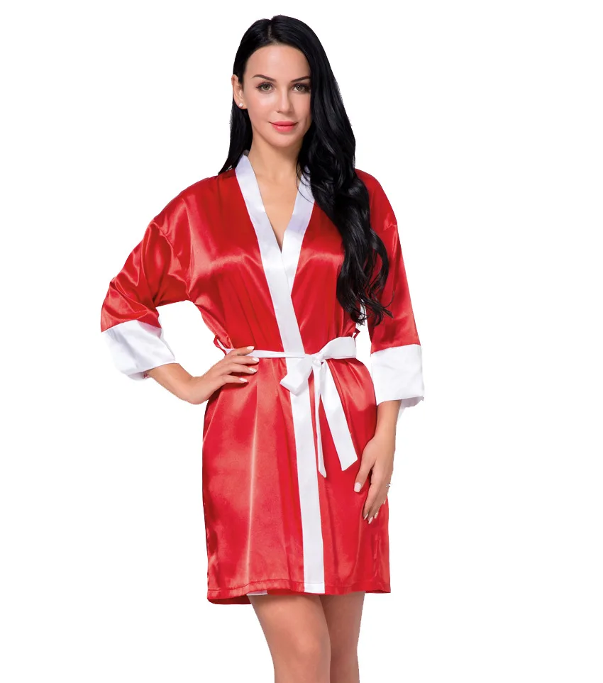 Женский халат 3/4 рукав одежда для сна Нижнее белье ночная рубашка шелковое кимоно