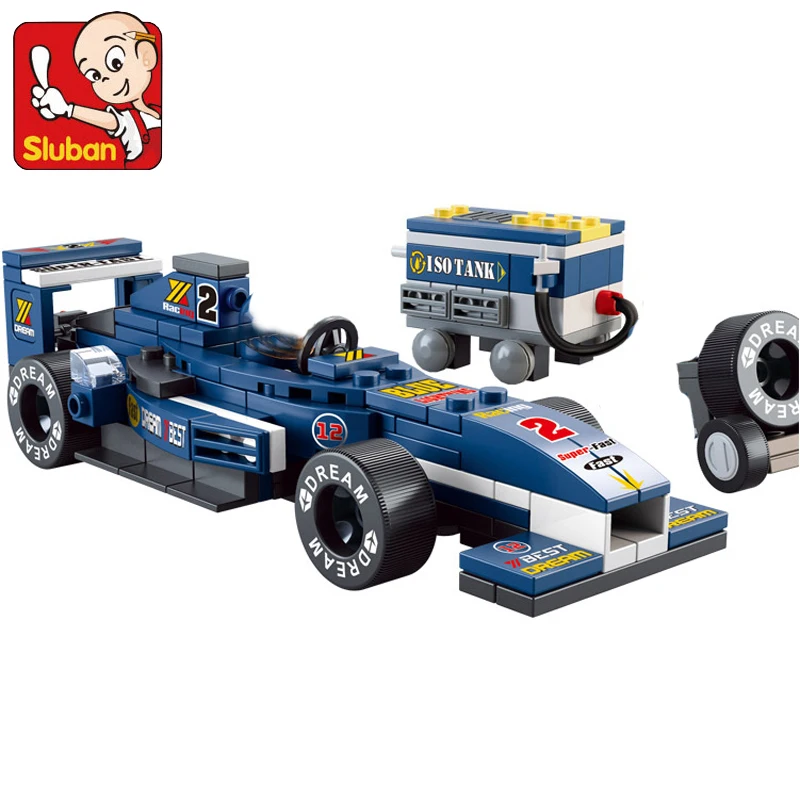 Классические строительные блоки Sluban F1 гонки Комбинированная Модель сборные