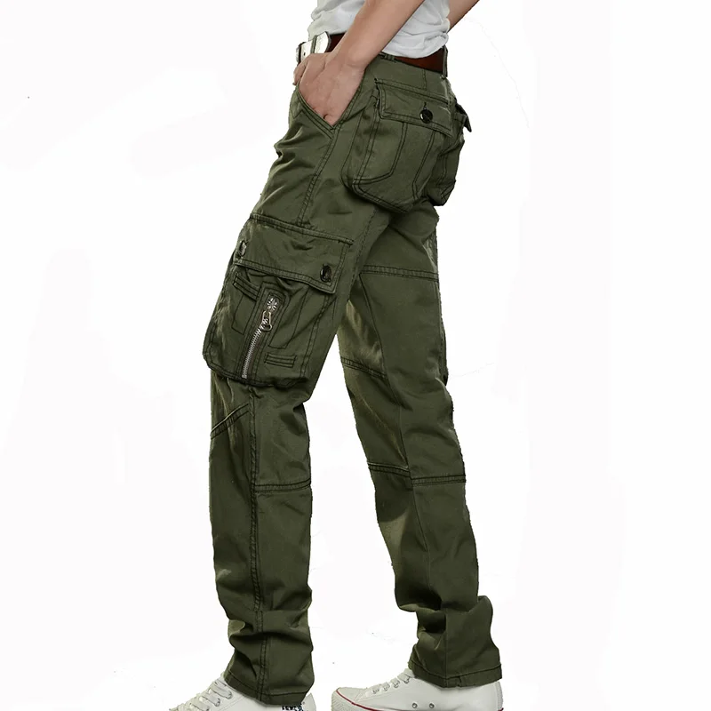 ZOOB MILEY Plus Size Men's Cargo Pants Casual Trousers Multi Pocket Overalls Loose Fit 100%Cotton Not Include the Belt | Мужская