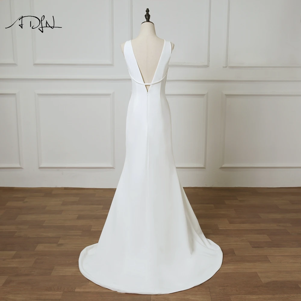 ADLN простой круглый вырез без рукавов Русалка свадебное платье Vestido de Novia