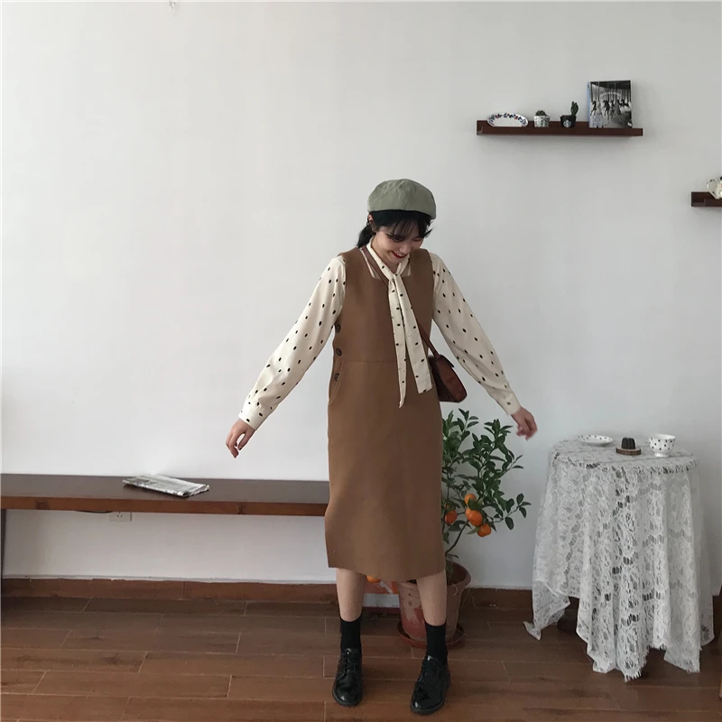 2019 женские повседневные платья Ulzzang японский каваи леди квадратный воротник