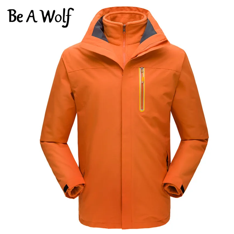 men-Orange Зимняя теплая походная куртка Be A Wolf для женщин и мужчин, походная одежда для рыбалки, водонепроницаемая ветровка, куртка с подогревом J1748/J1749 - Цвет: men-Orange
