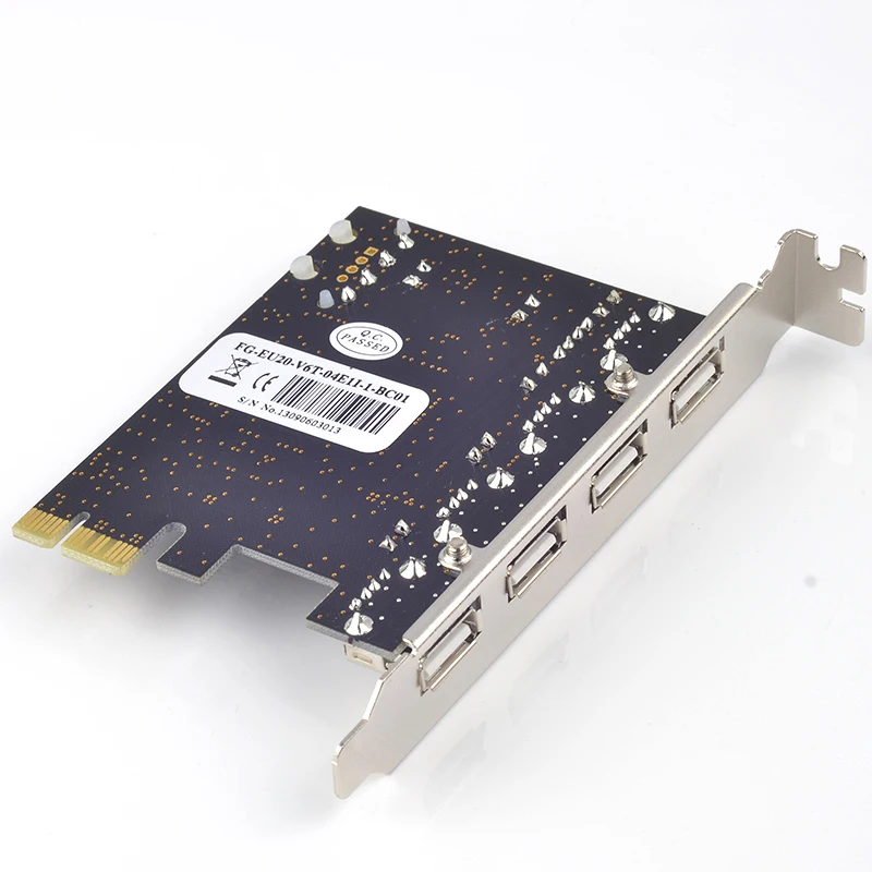 USB 2 0 PCIE PCI-Express x1 карта 4 внешних порта USB2.0 мощьip с 4pin блоком питания | Компьютеры и
