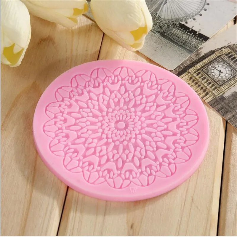 Round Lace Shaped Silicone Mold Mould Fondant Cake Decoration Baking Tool | Дом и сад