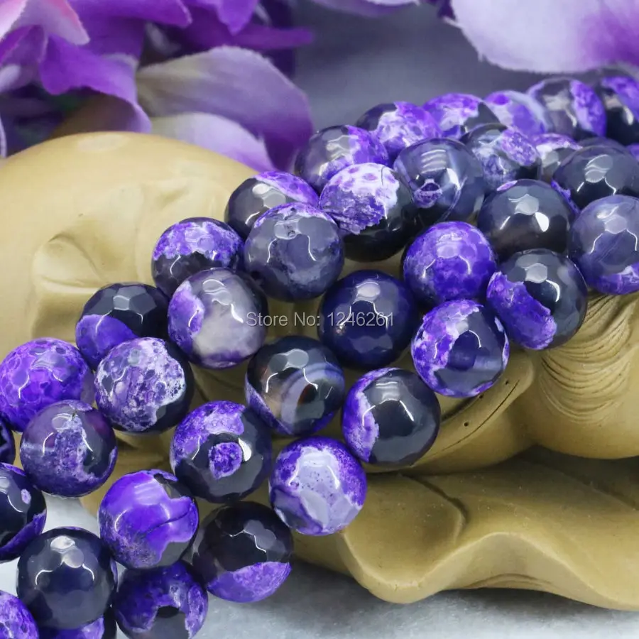 Украшения фиолетовые Ониксовые бусины сердолик блестящие круглые украшения