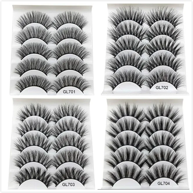 5 Pairs False Eyelashes Natural Mink Individual Wispy Lashes Handmade Fake Eyelash for Makeups Cilios Maquiagem Faux Cils | Красота и